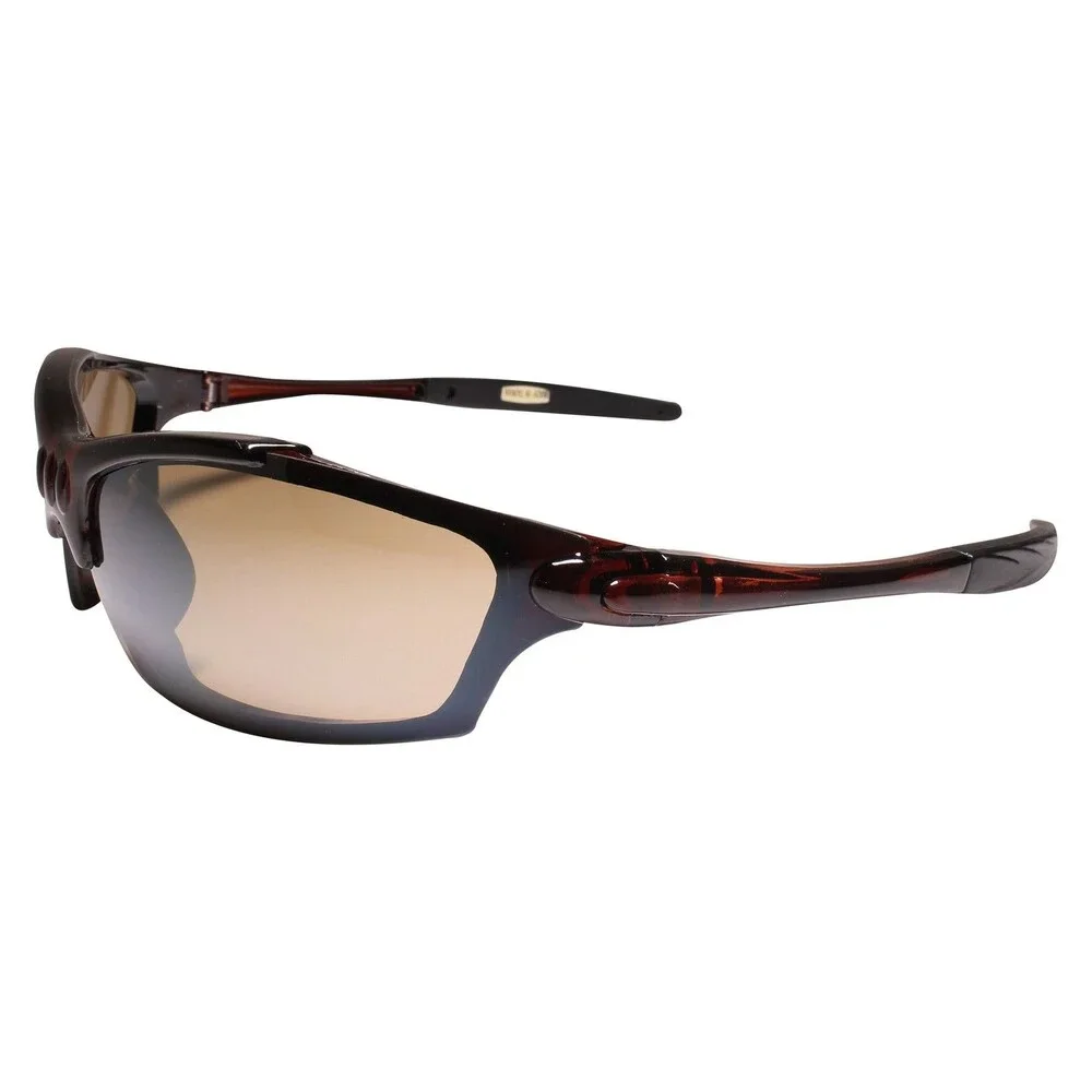 Brown Wrap Around Rectangle Sport Sunglasses for Athletes Biker Fishing Hunting